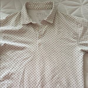 BYLT Basics White Polka Dot Polo